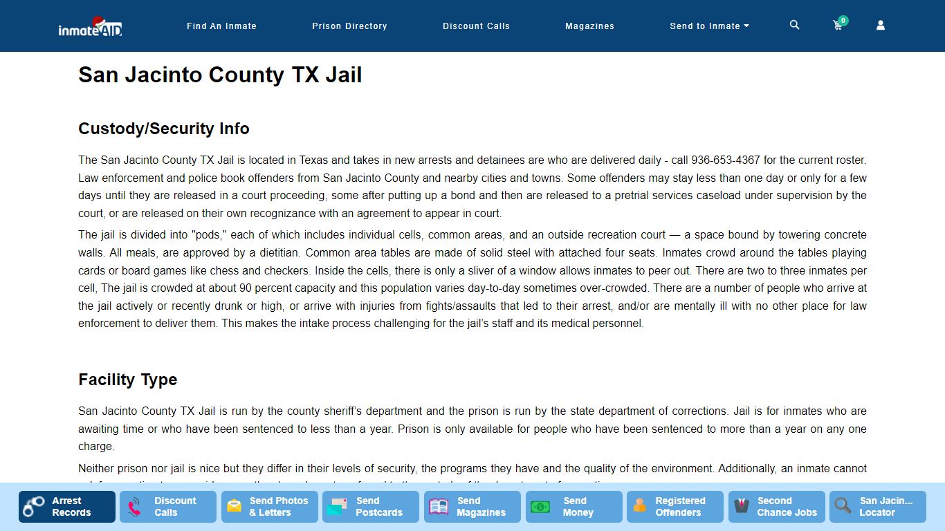 San Jacinto County TX Jail - InmateAid
